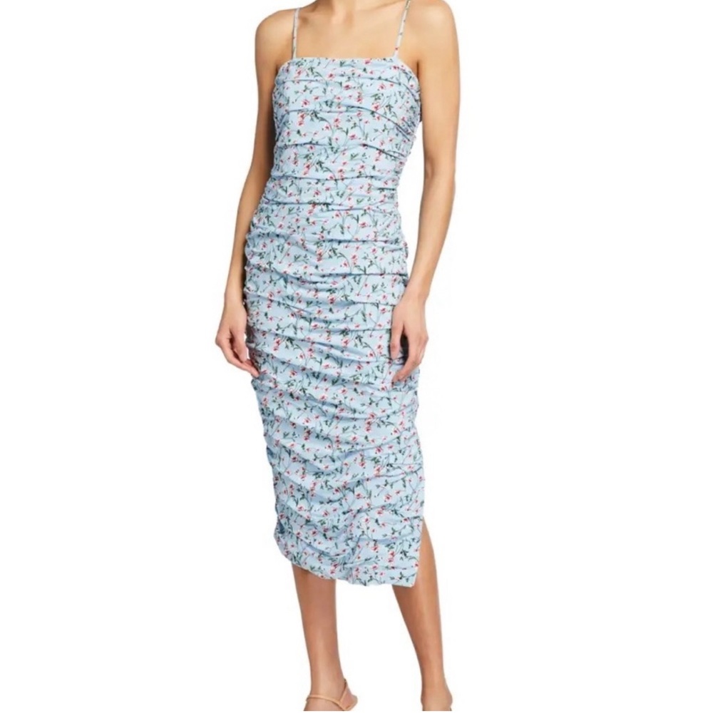 Bardot Ruched Floral Midi Dress Size S